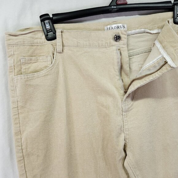 Haorun Corduroy Pants Mens Bootcut Size 38x27 Light Beige - Picture 8 of 13